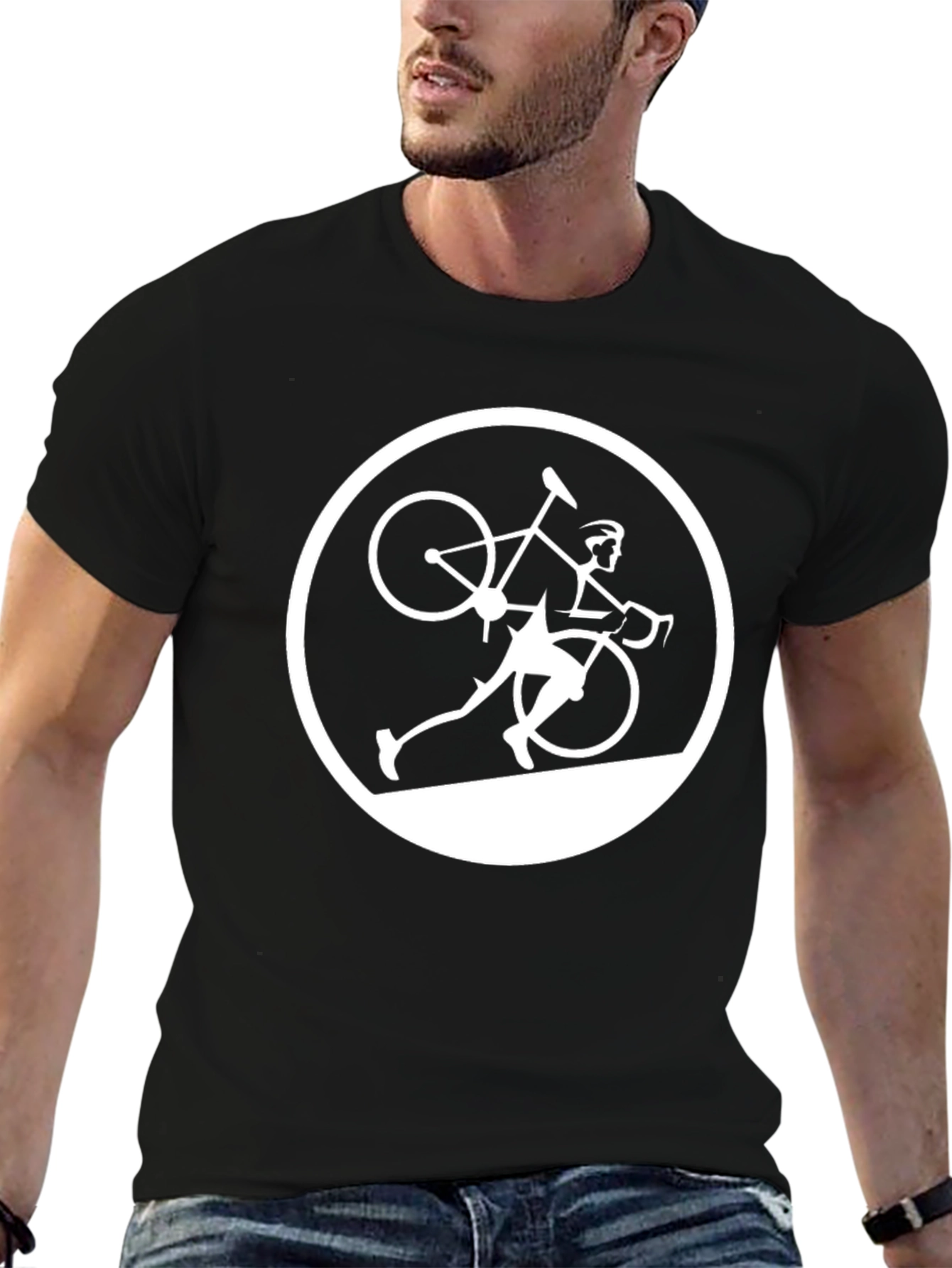 Cyclist Silhouette Graphic Tee - Black