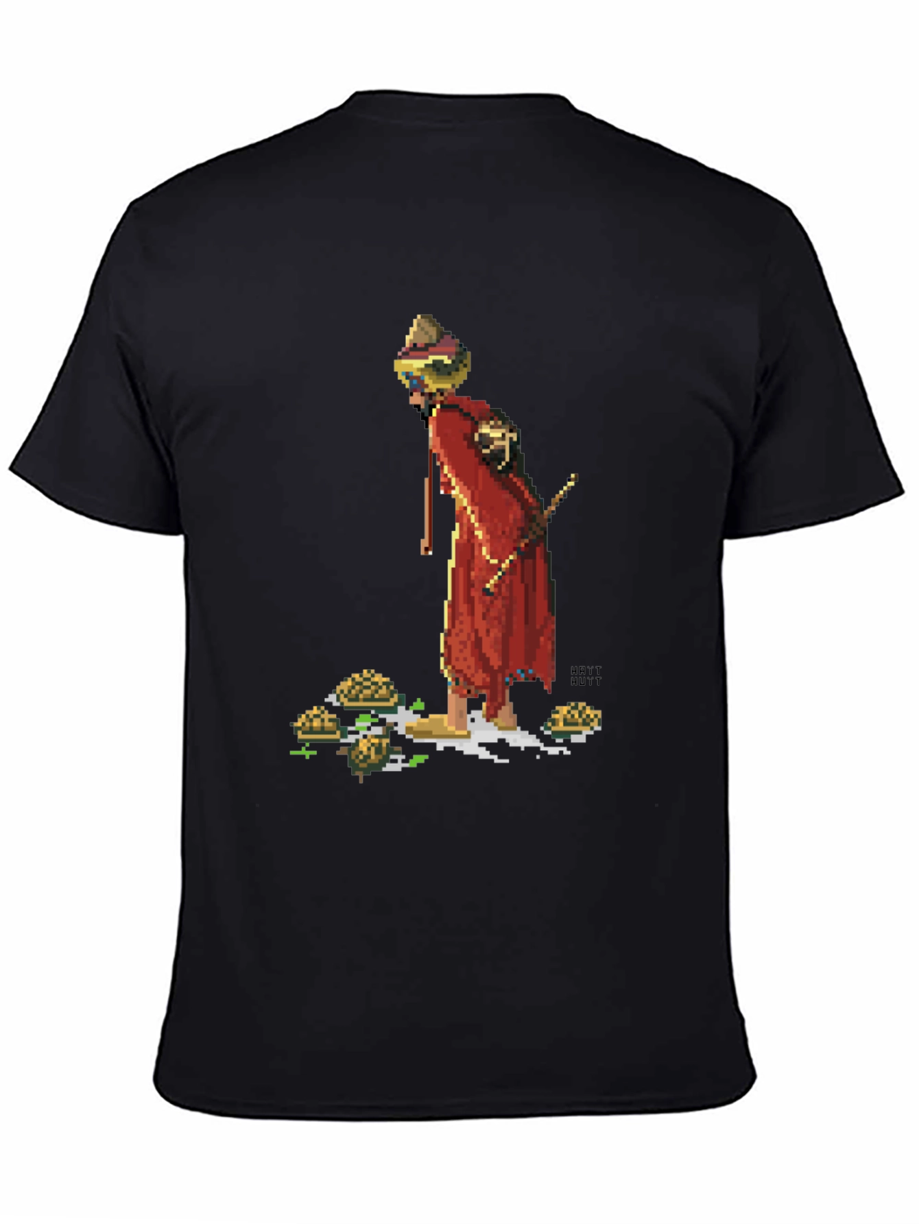 Retro Pixel Monk T-Shirt - Unique Graphic Tee