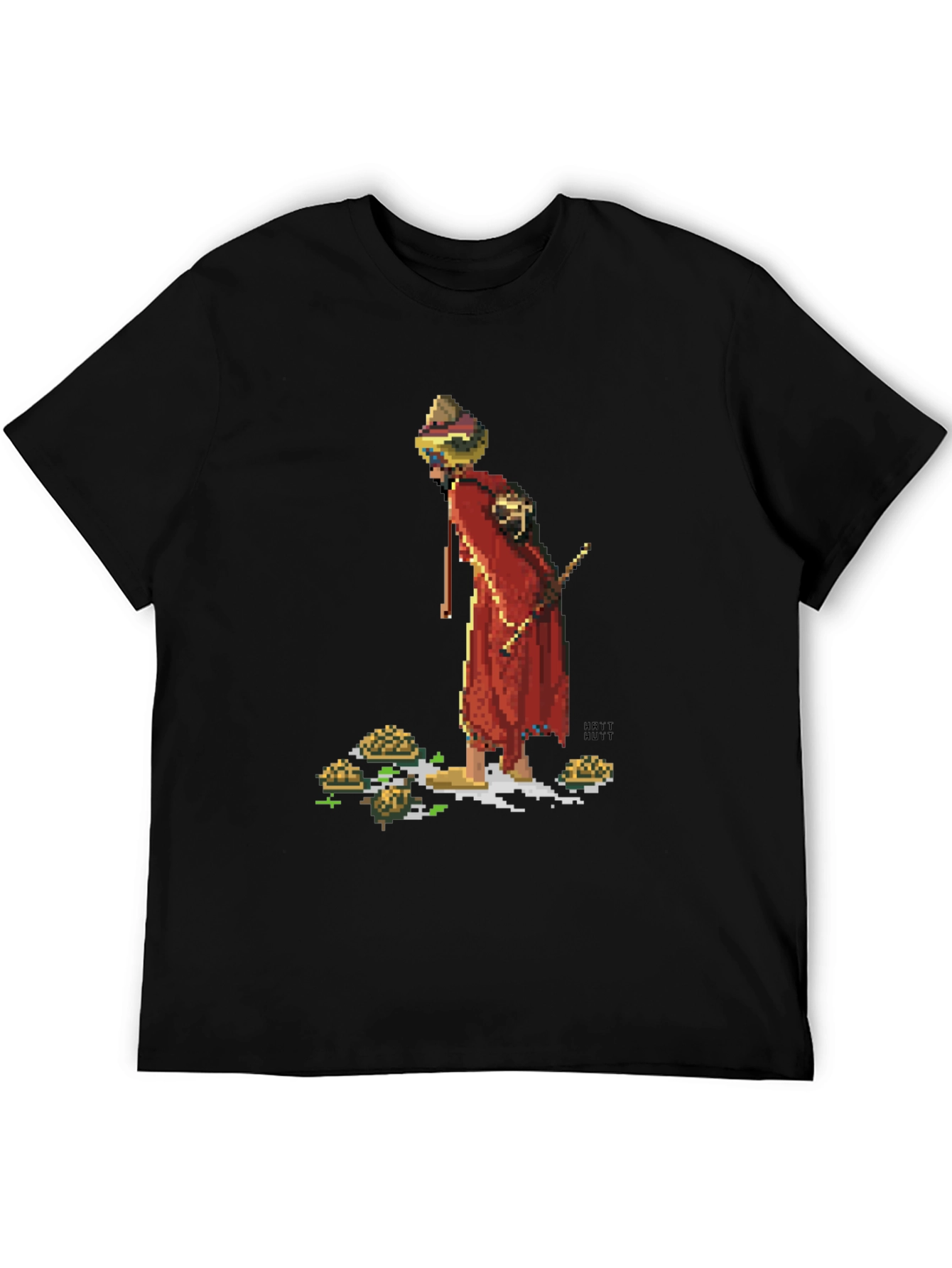 Retro Pixel Monk T-Shirt - Unique Graphic Tee