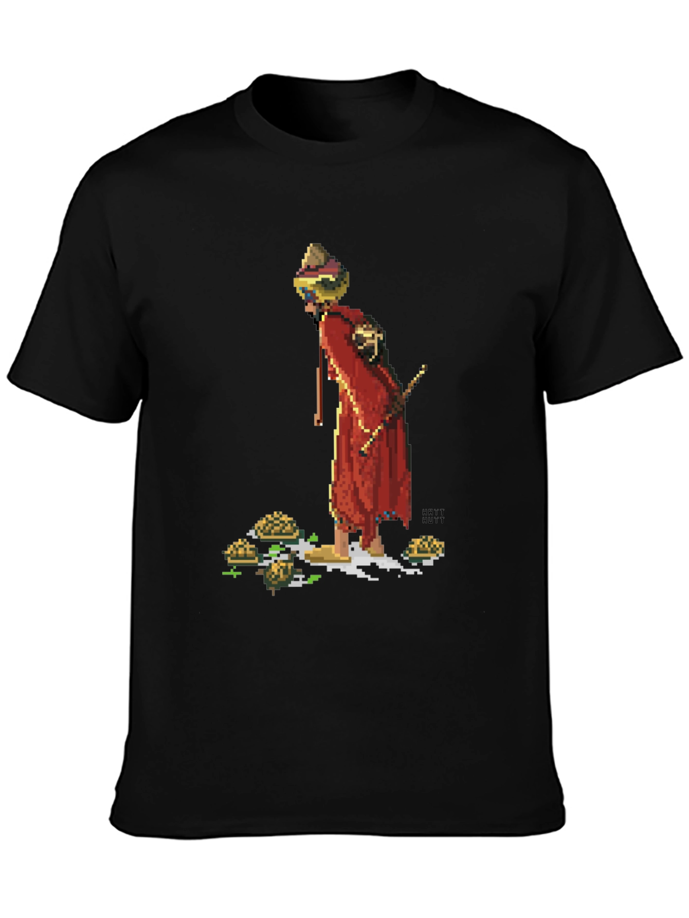 Retro Pixel Monk T-Shirt - Unique Graphic Tee