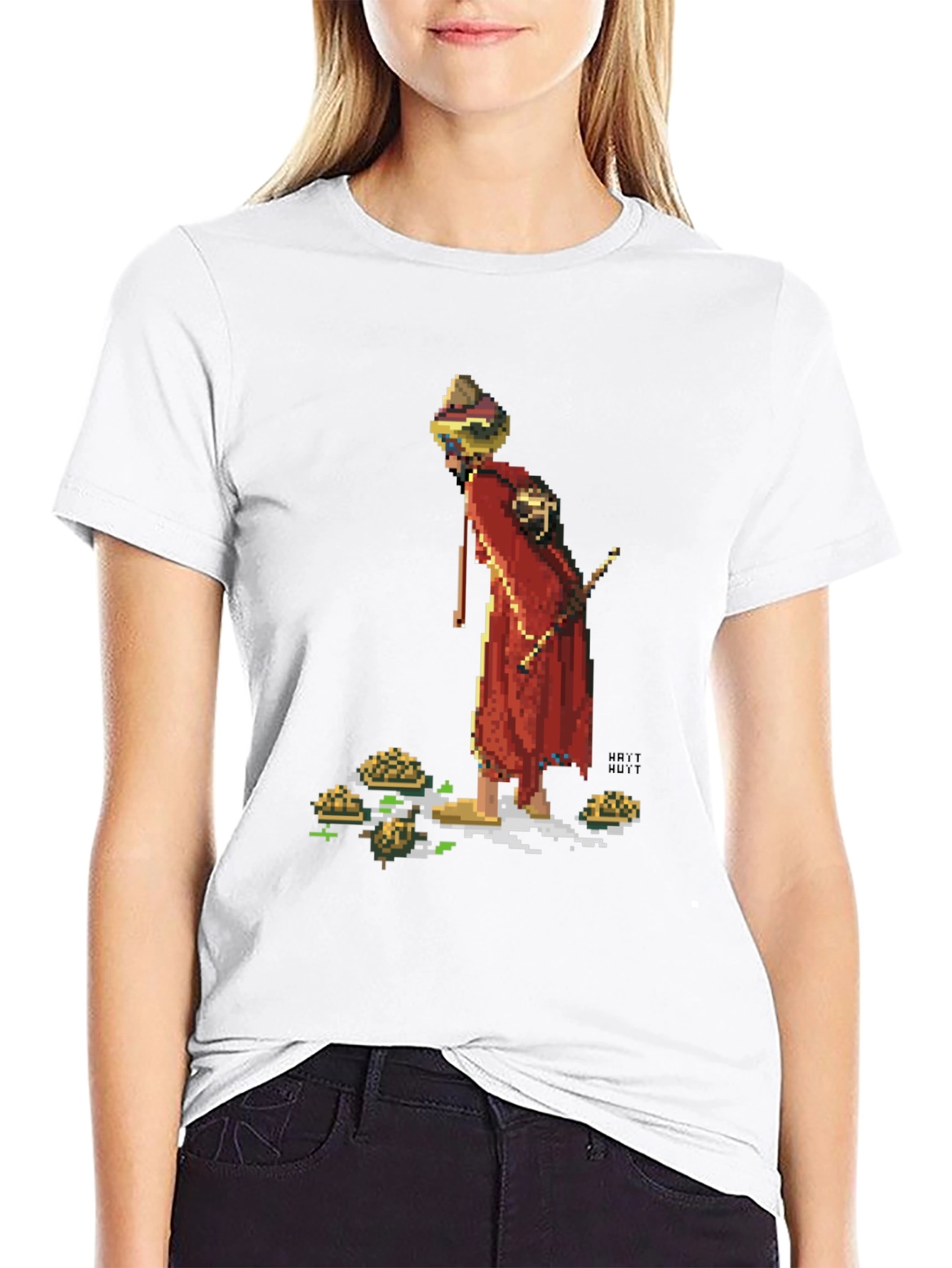 Retro Pixel Monk T-Shirt - Unique Graphic Tee