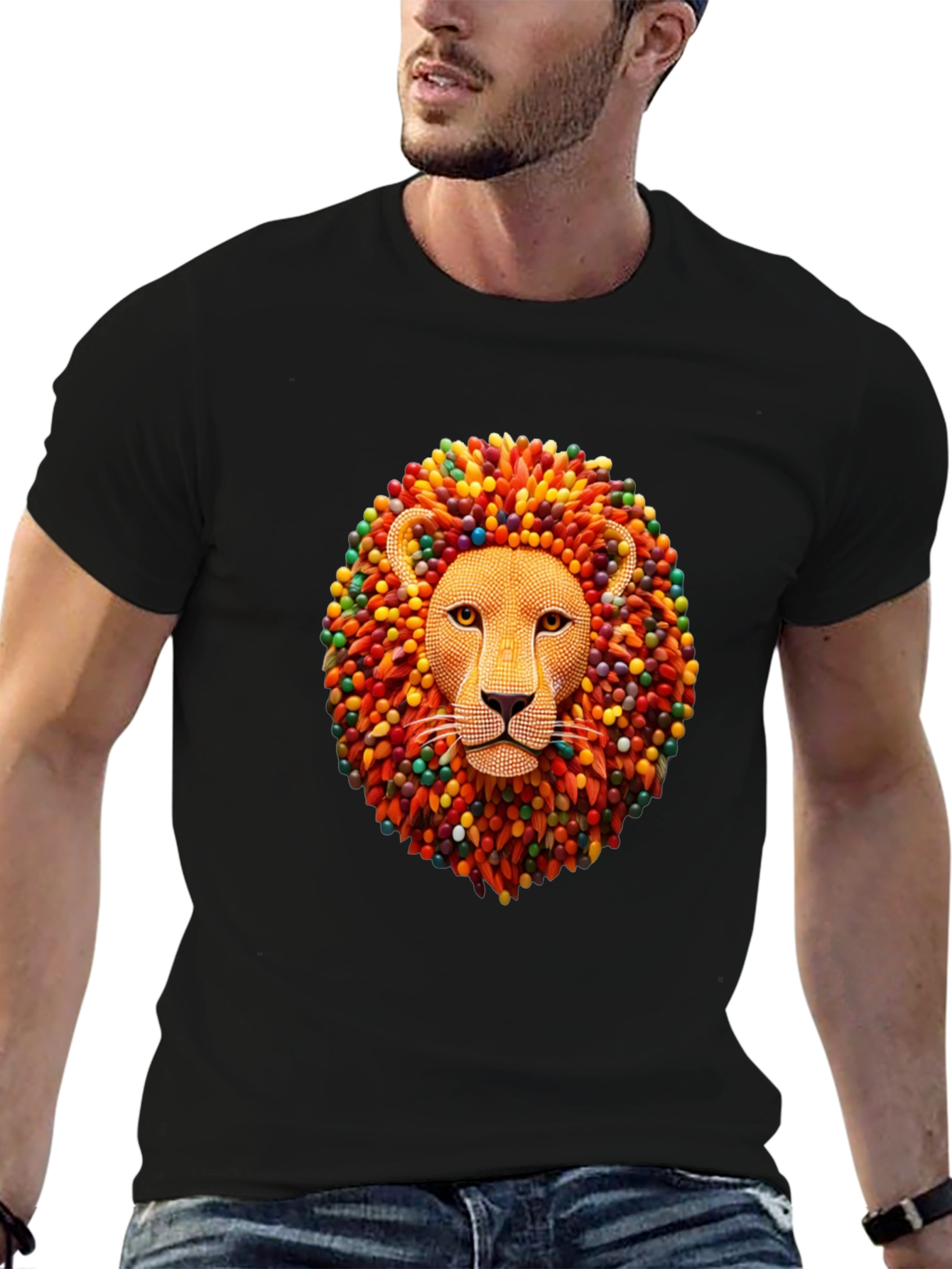 Lion Head Graphic Black T-Shirt