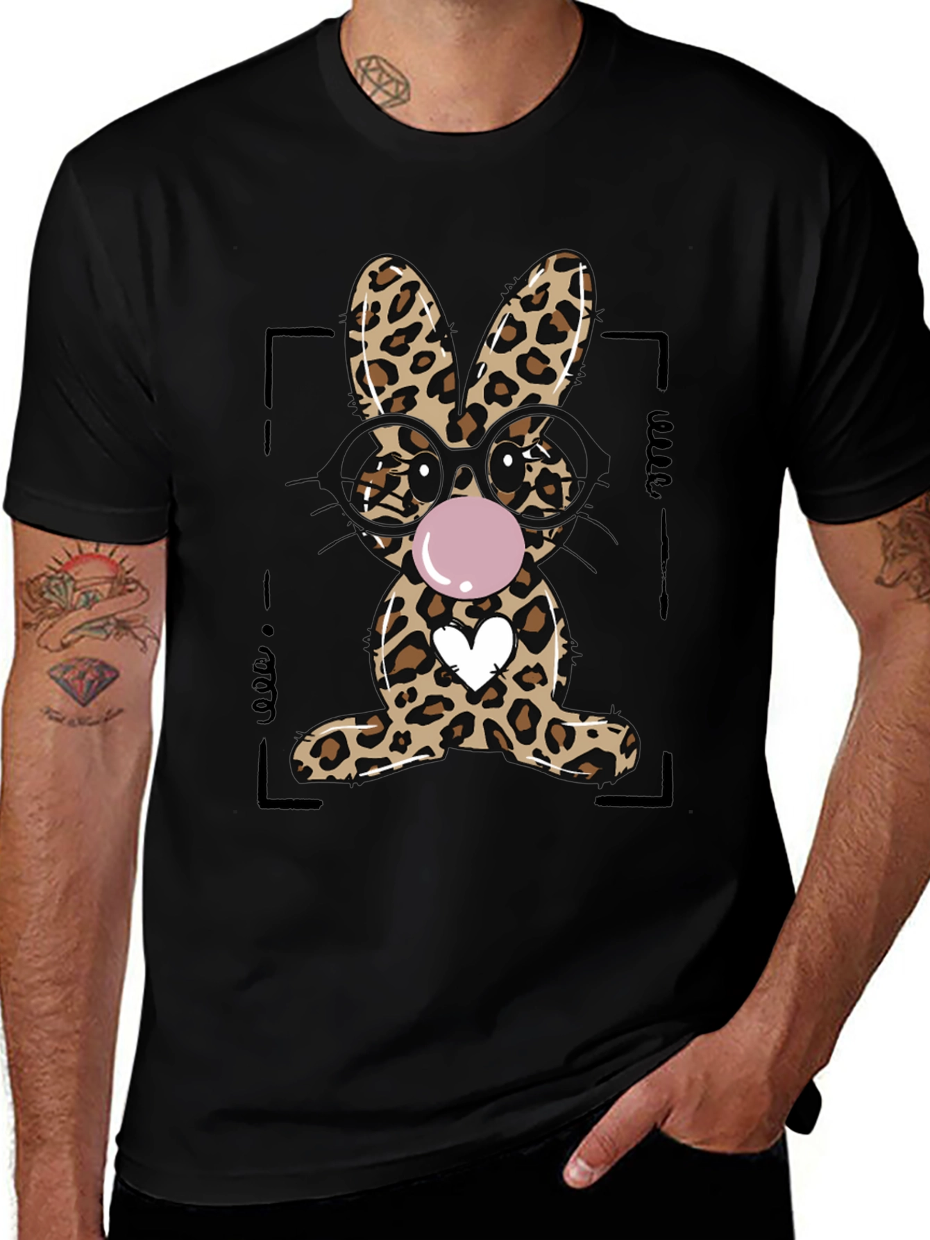Leopard Print Bunny Graphic T-Shirt