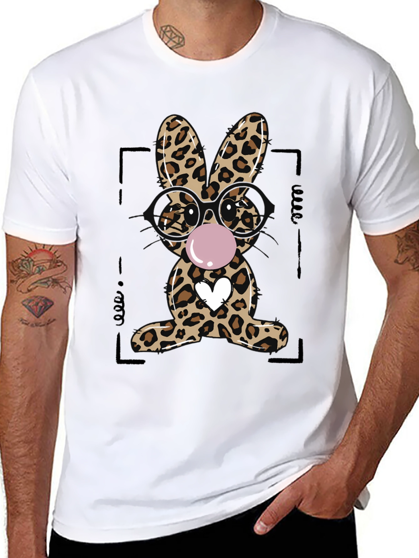 Leopard Print Bunny Graphic T-Shirt