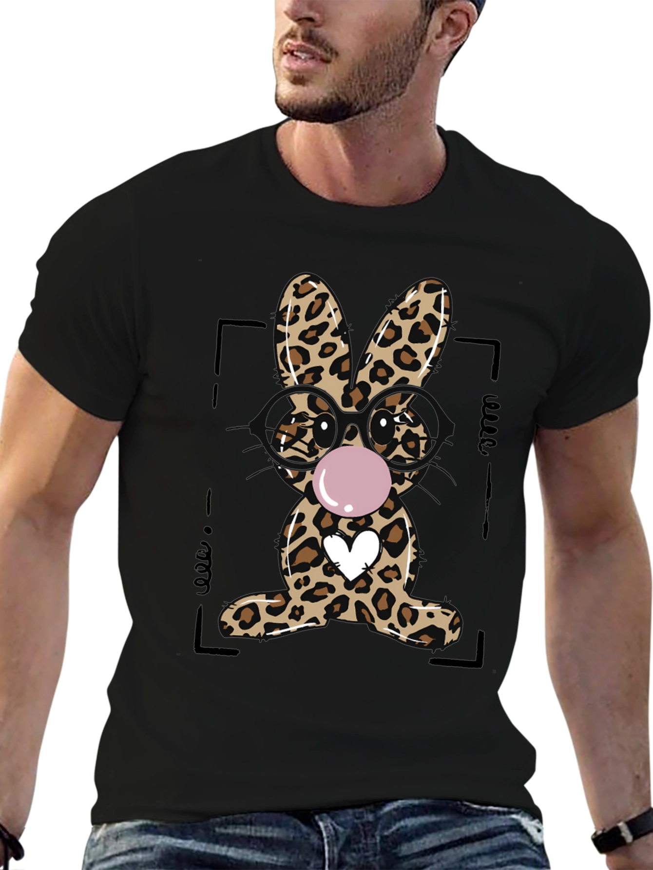 Leopard Print Bunny Graphic T-Shirt