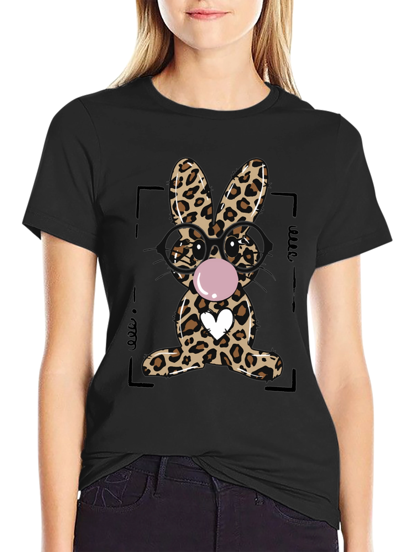 Leopard Print Bunny Graphic T-Shirt