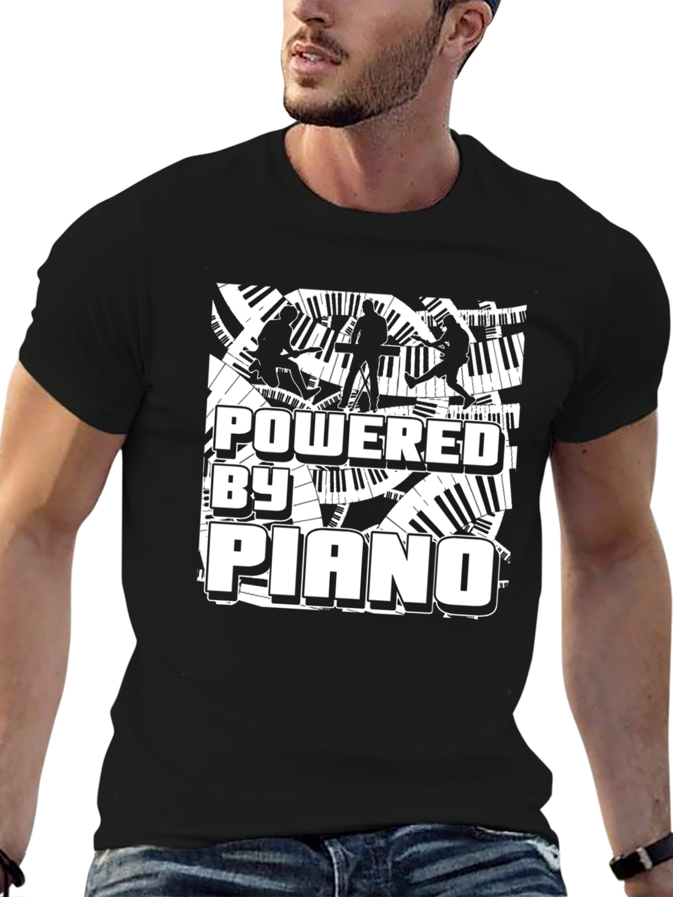 Powered By Piano Black Graphic Tee