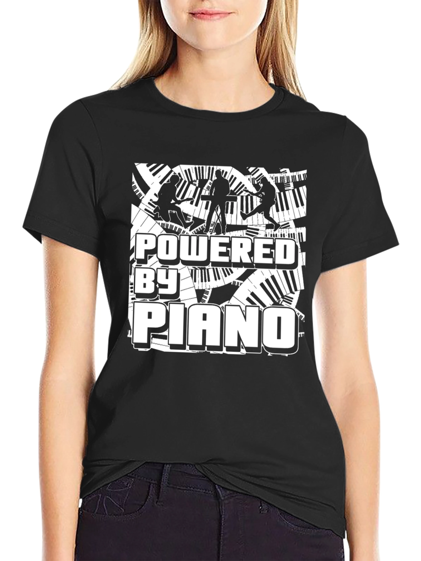 Powered By Piano Black Graphic Tee