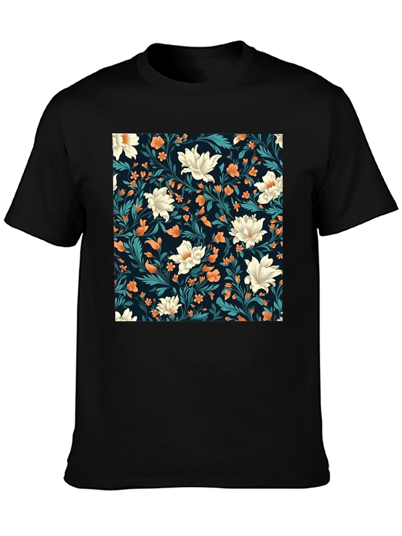 Floral Pattern Black T-Shirt - Stylish Casual Wear