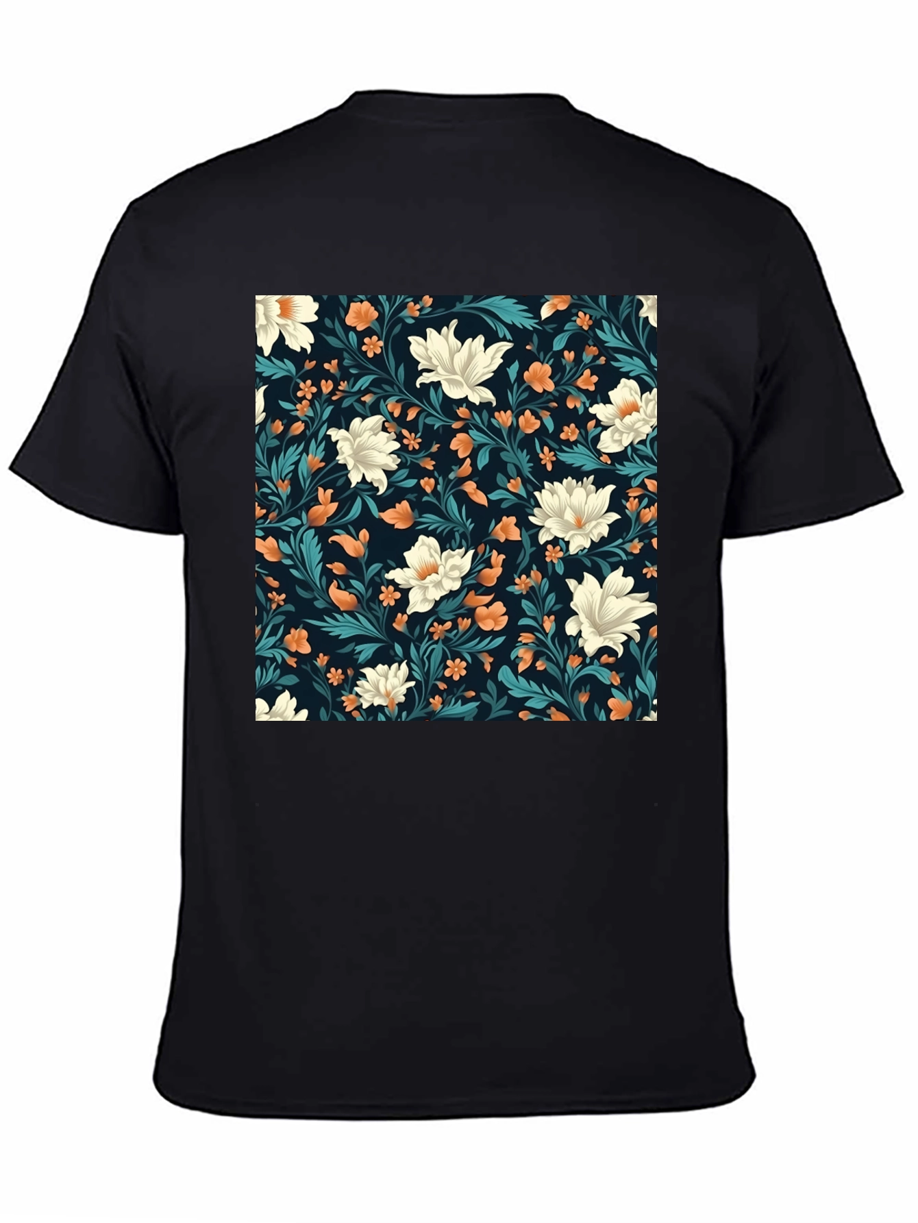 Floral Pattern Black T-Shirt - Stylish Casual Wear