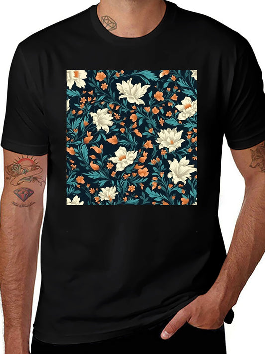 Floral Pattern Black T-Shirt - Stylish Casual Wear