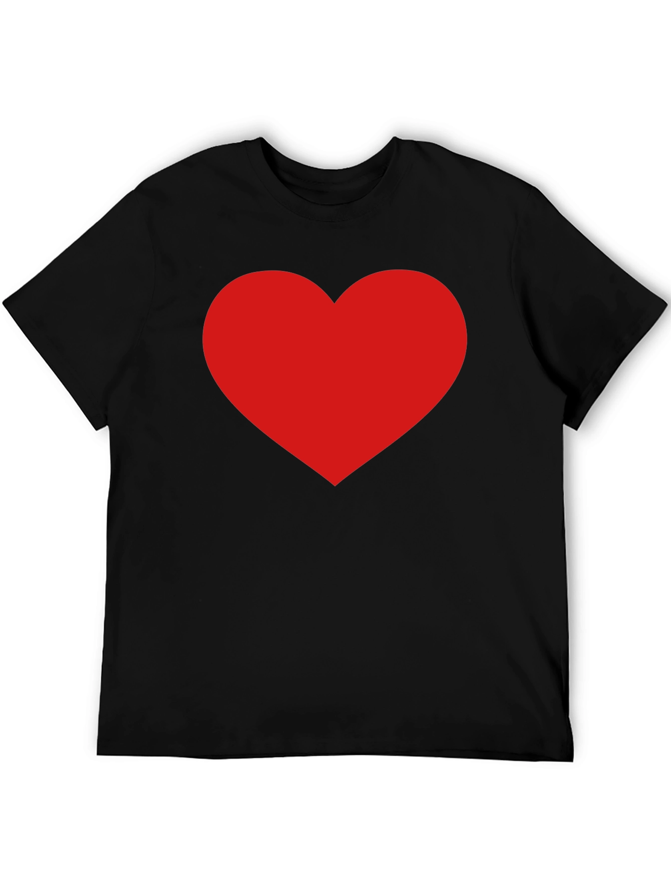 Classic Black Tee with Bold Red Heart Design