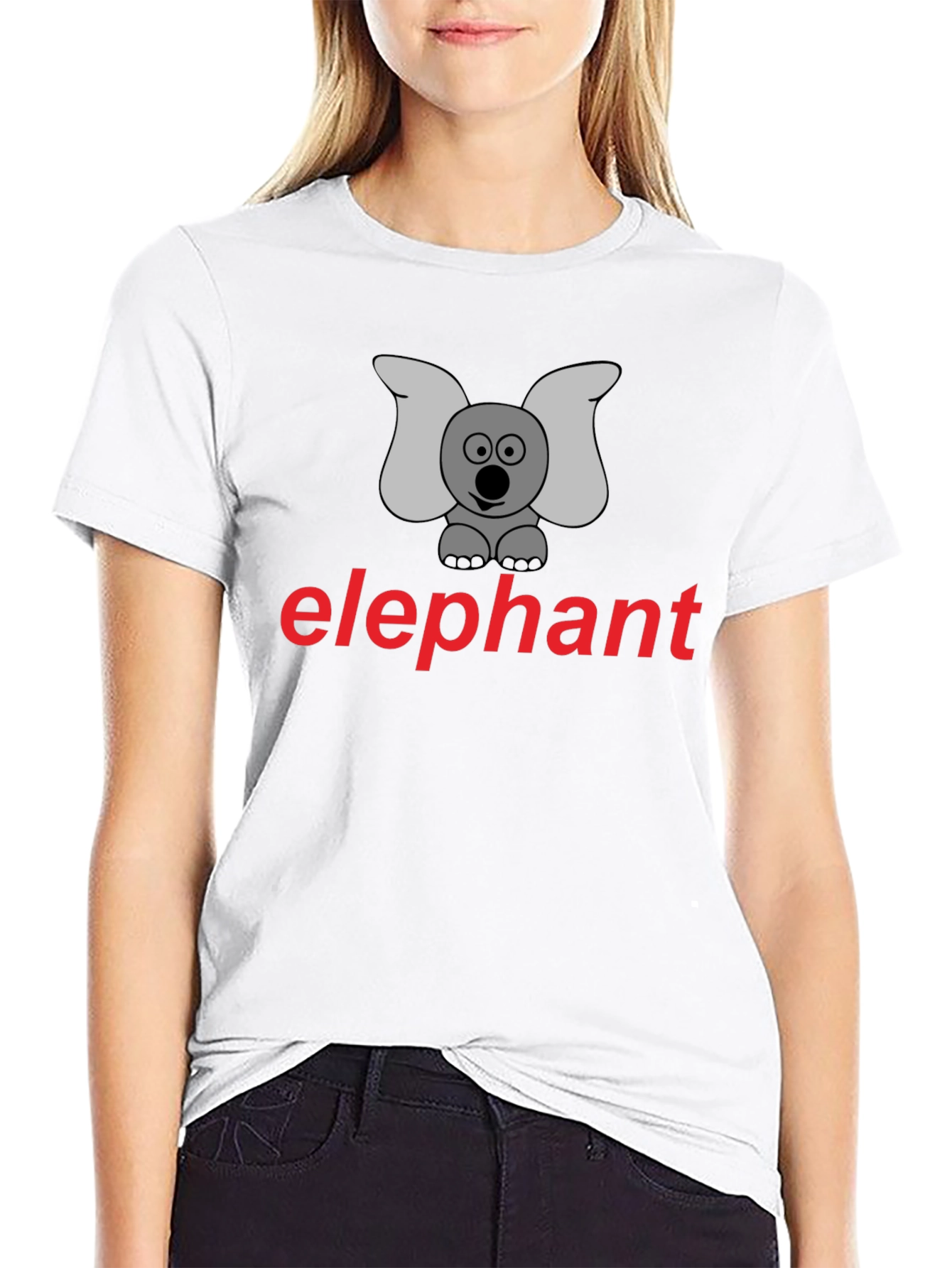 Black Elephant Cartoon T-Shirt - Unisex Casual Wear