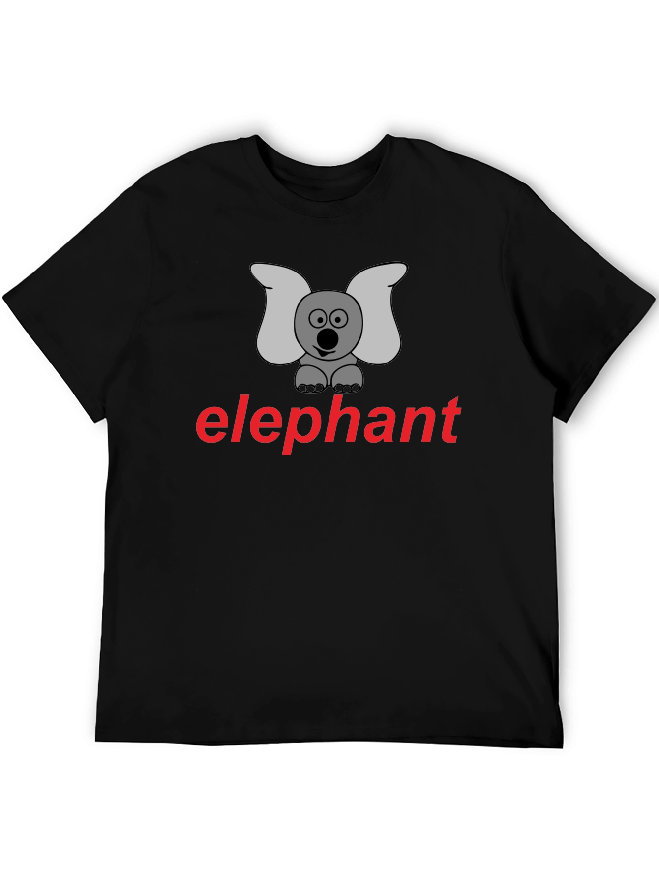 Black Elephant Cartoon T-Shirt - Unisex Casual Wear