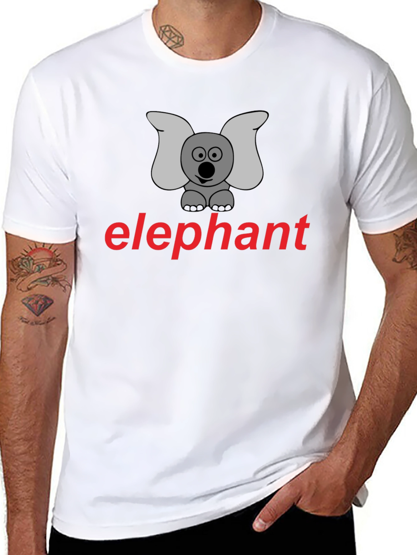 Black Elephant Cartoon T-Shirt - Unisex Casual Wear