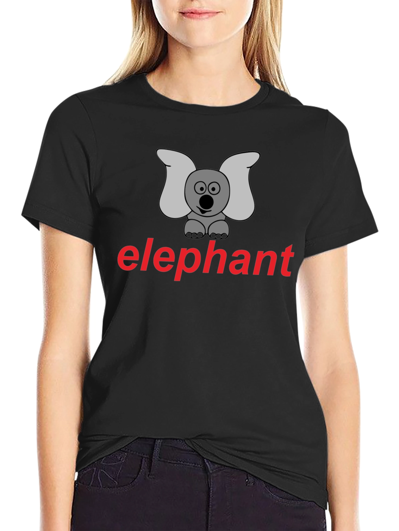 Black Elephant Cartoon T-Shirt - Unisex Casual Wear