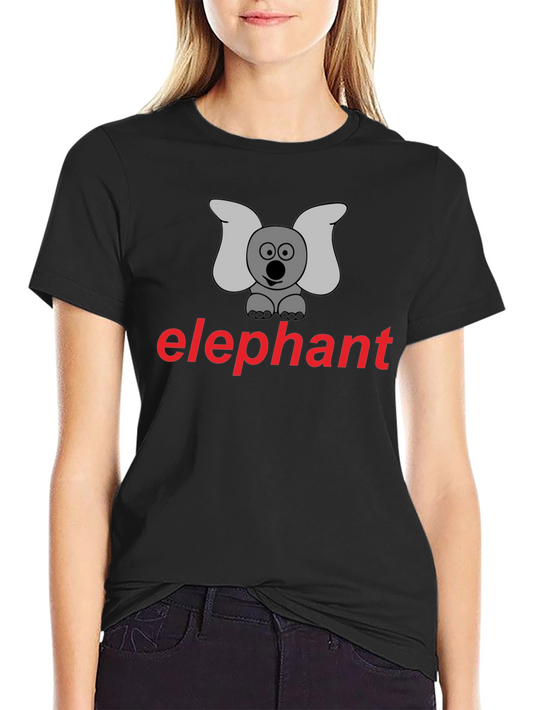 Black Elephant Cartoon T-Shirt - Unisex Casual Wear