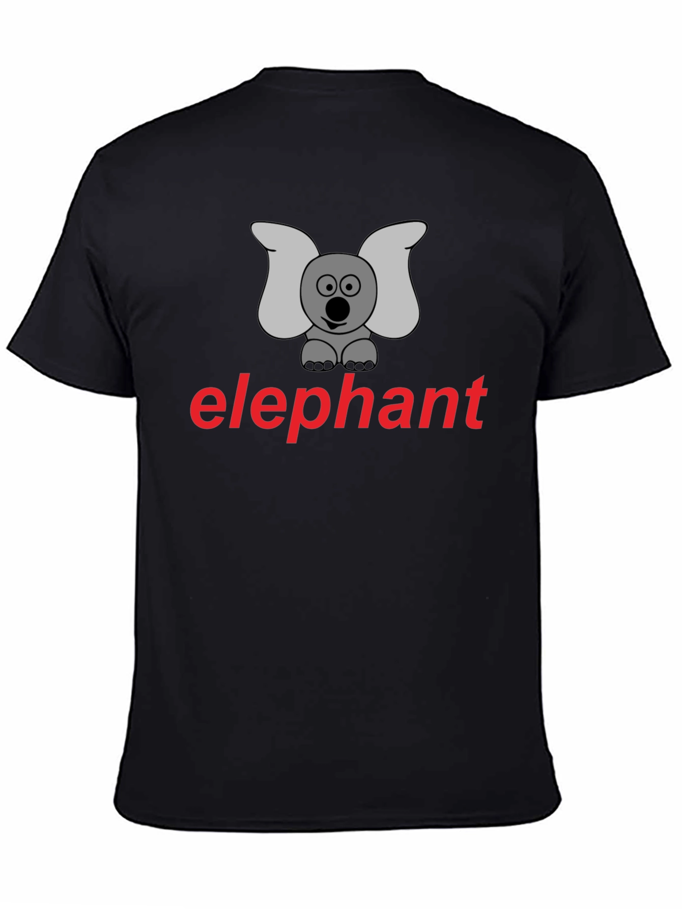 Black Elephant Cartoon T-Shirt - Unisex Casual Wear