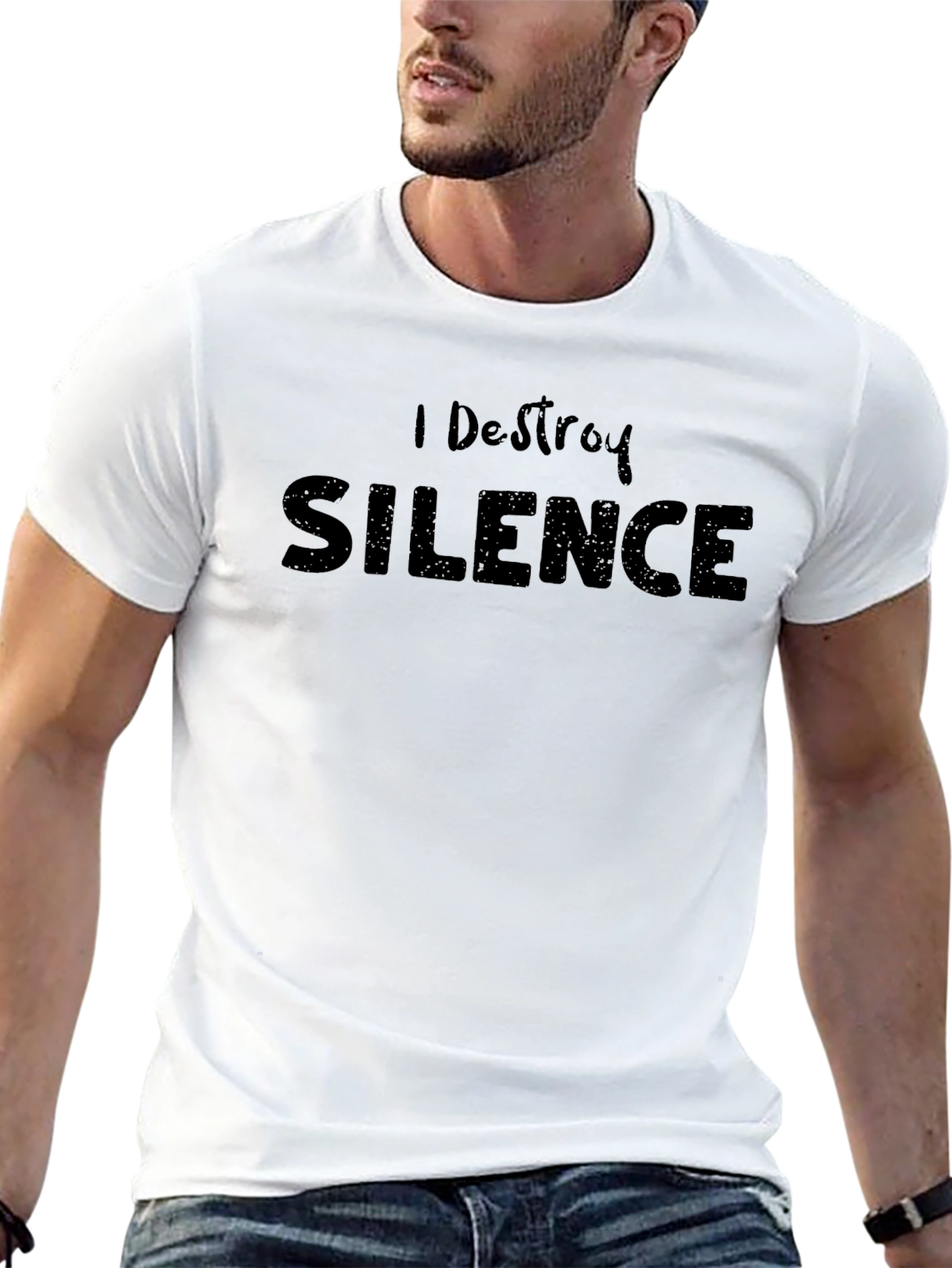 I Destroy Silence Black Graphic T-Shirt