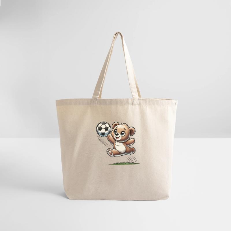 happy bear playing with a soccer ball