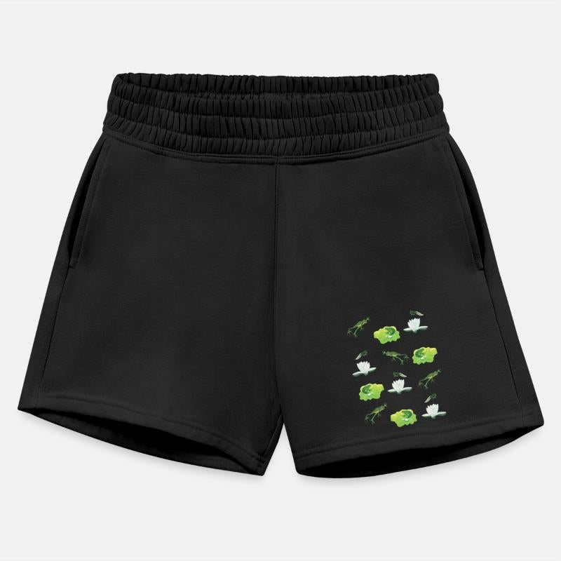 Happy Frogs Relaxing in a Pond of Water Lilies