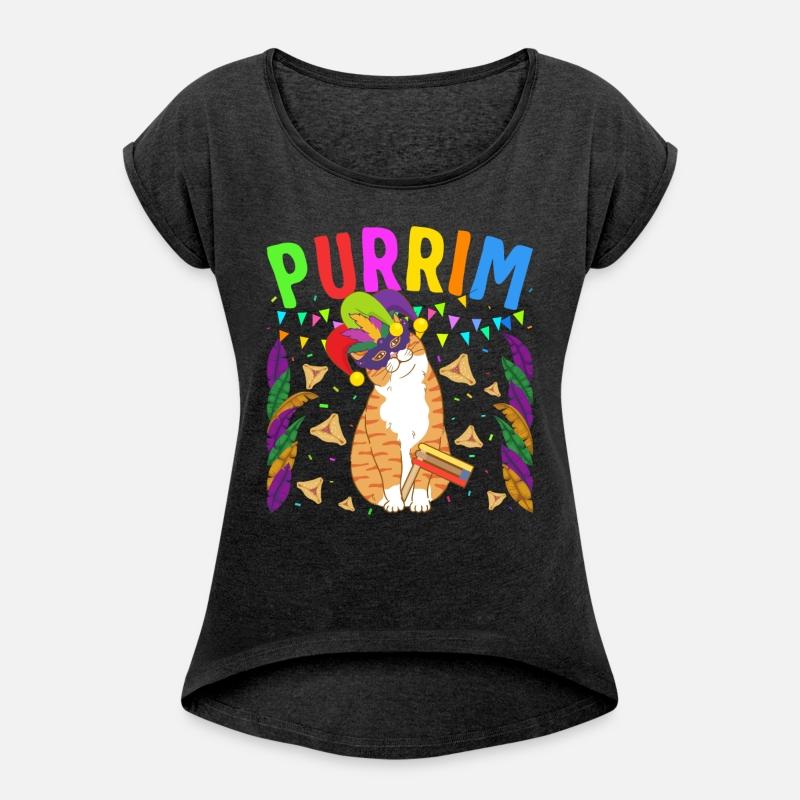 Happy Purim Shirt, Purrim Cat Jester Hat Gragger