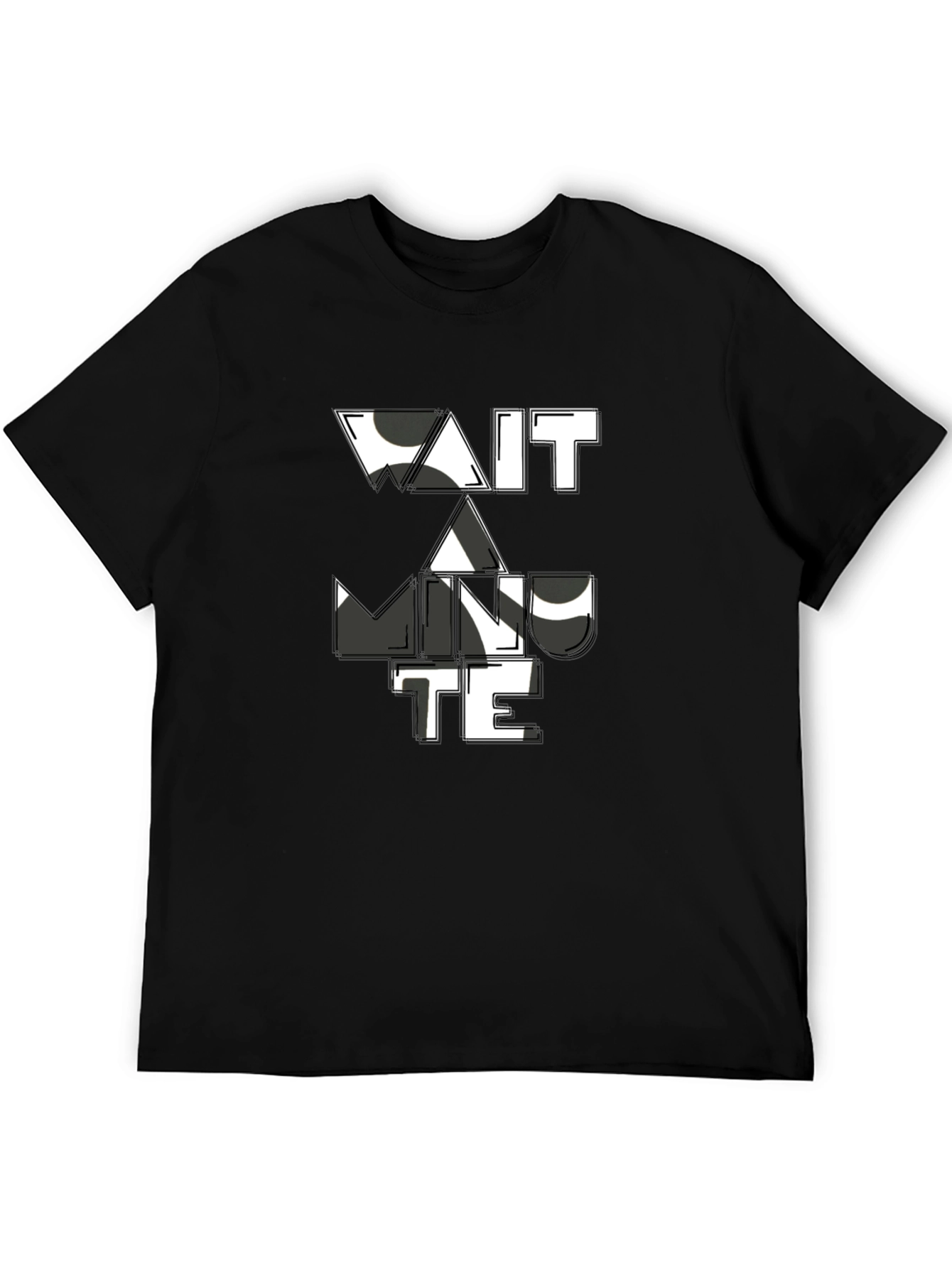 Wait a Minute Graphic Tee - Stylish Black T-Shirt