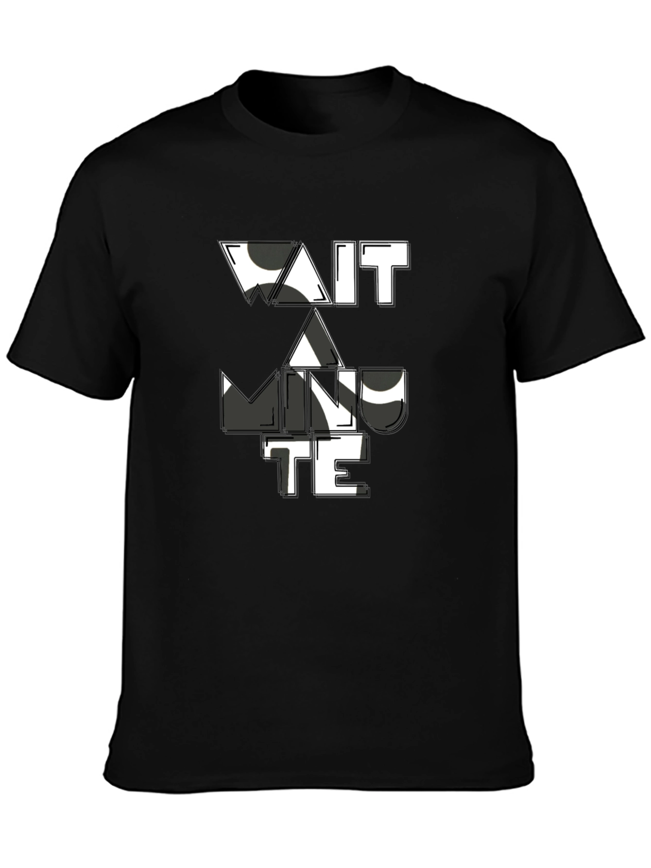 Wait a Minute Graphic Tee - Stylish Black T-Shirt