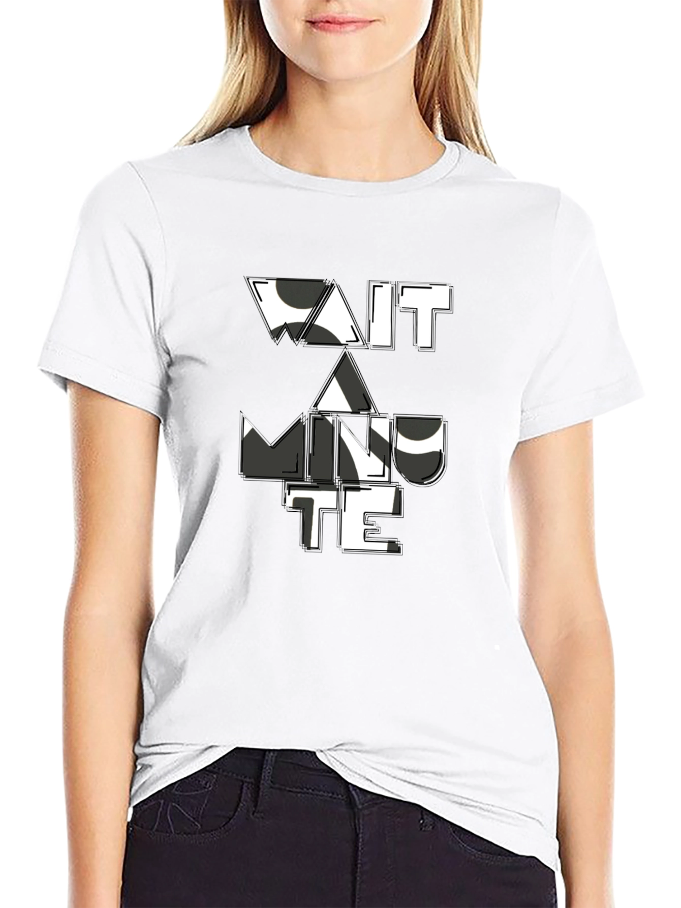 Wait a Minute Graphic Tee - Stylish Black T-Shirt