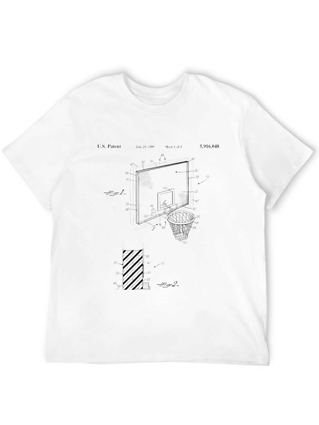 Basketball Hoop Patent Print Black T-Shirt