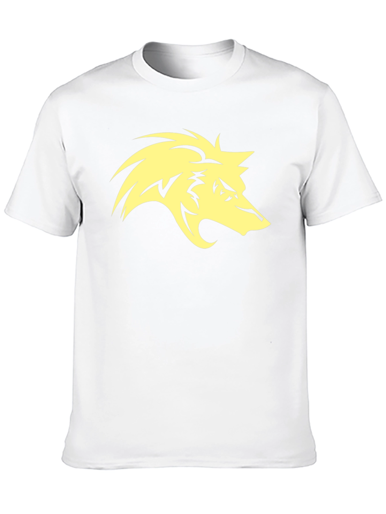 Mens Black T-Shirt with Yellow Wolf Graphic
