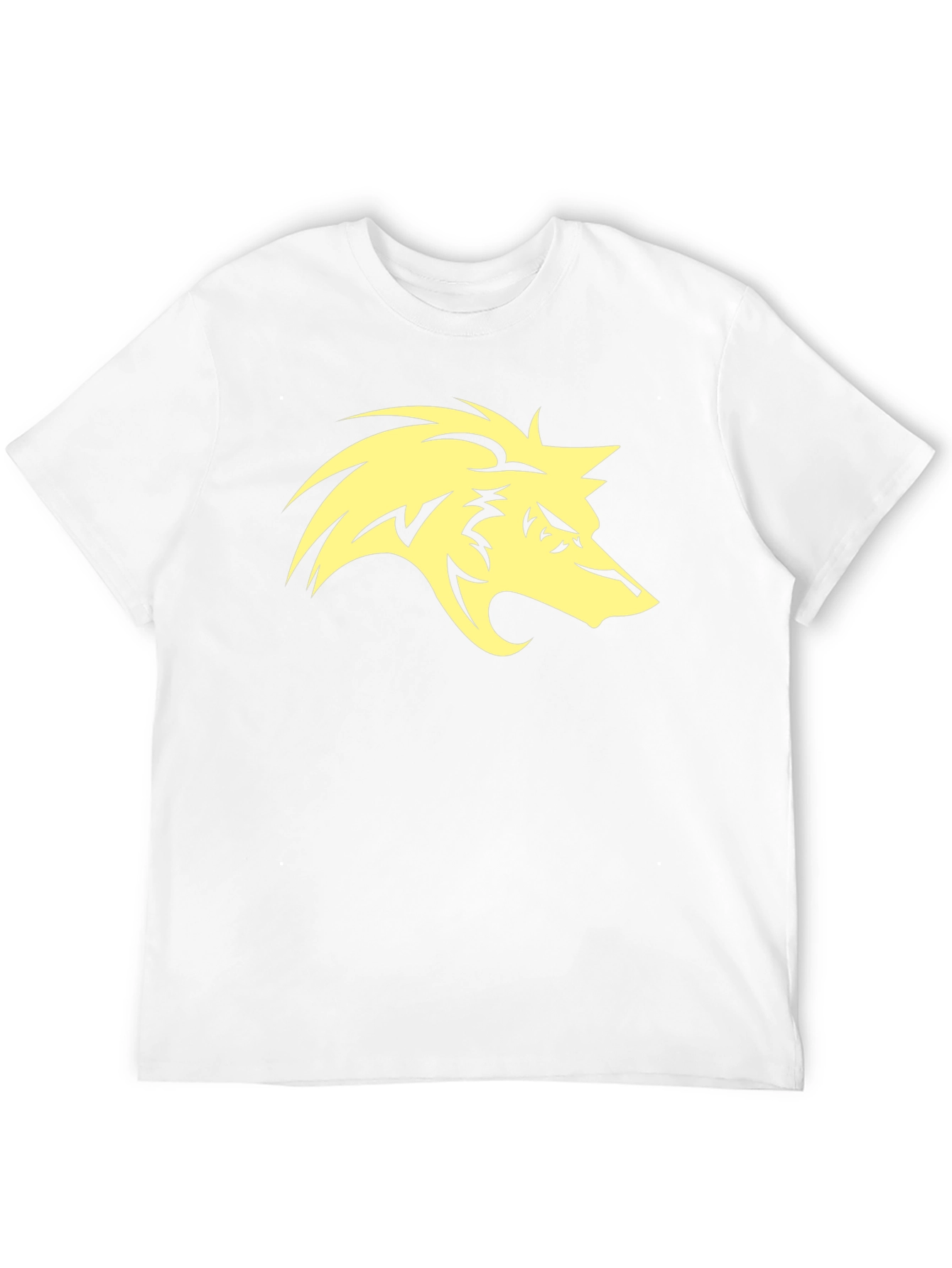 Mens Black T-Shirt with Yellow Wolf Graphic