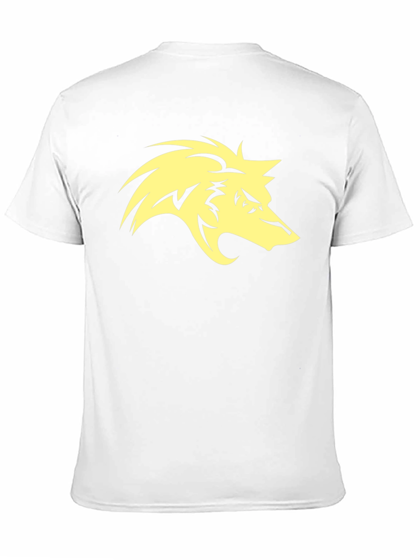 Mens Black T-Shirt with Yellow Wolf Graphic