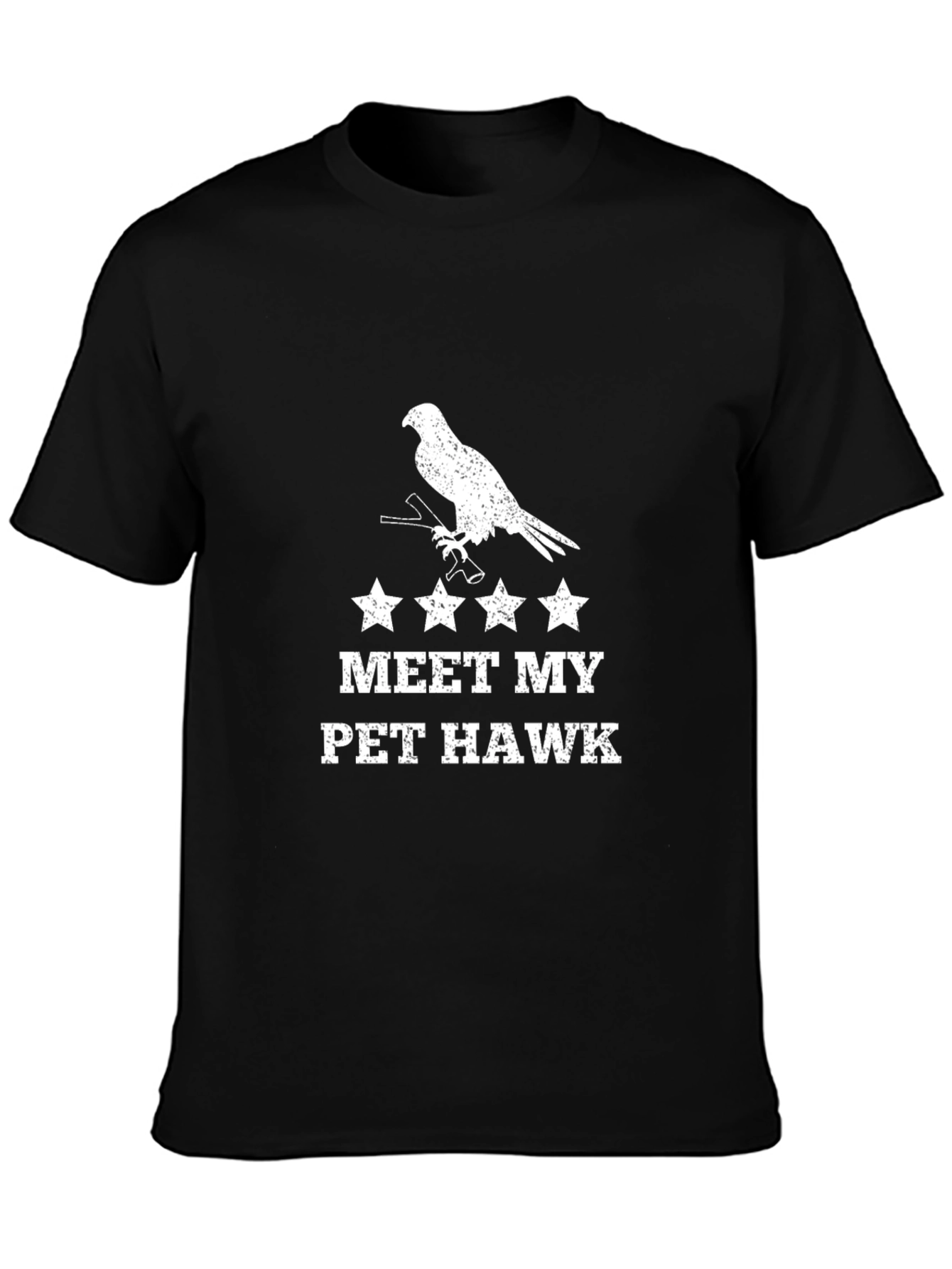 Meet My Pet Hawk Graphic T-Shirt - Black