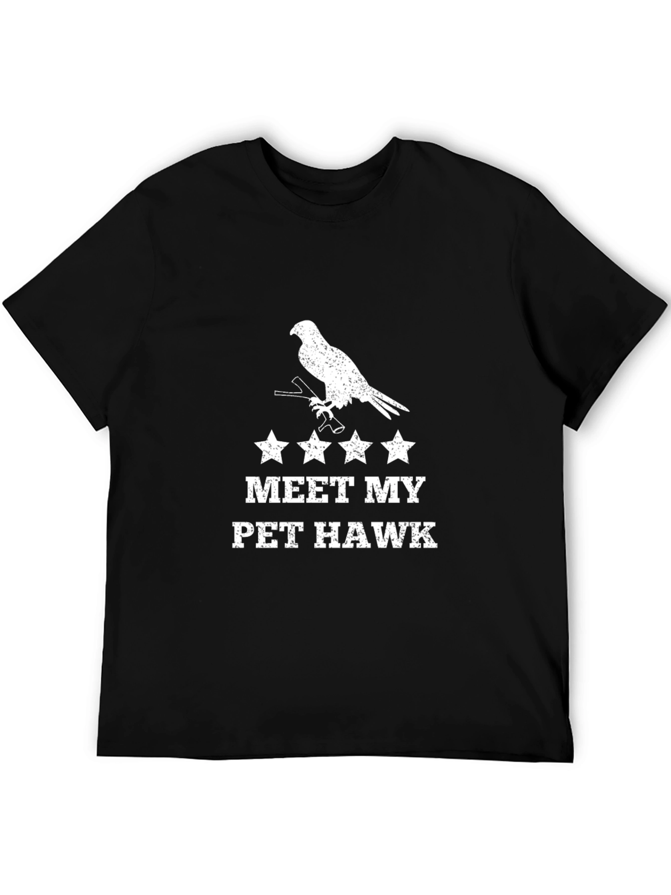 Meet My Pet Hawk Graphic T-Shirt - Black