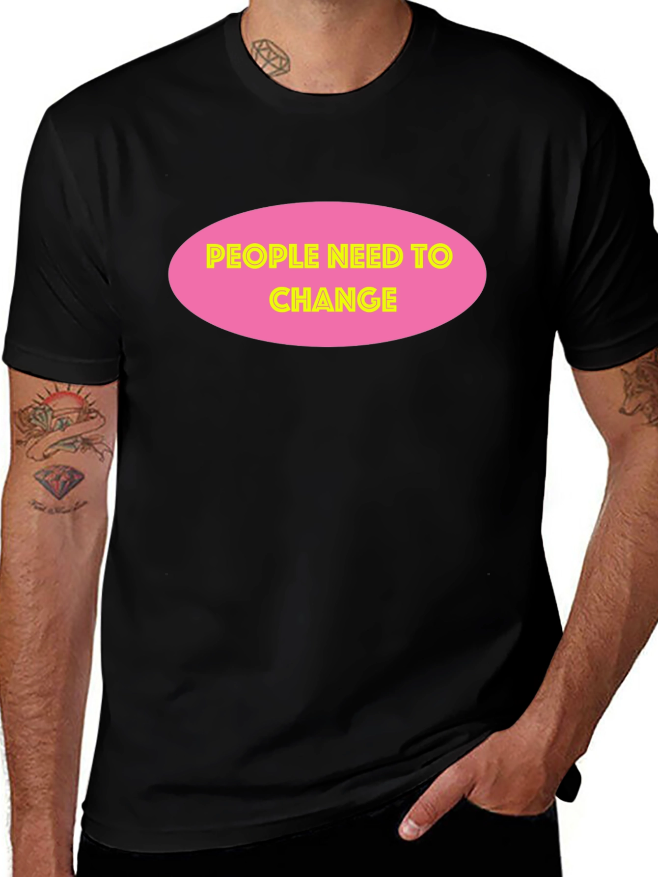 People Need To Change Black Graphic Tee