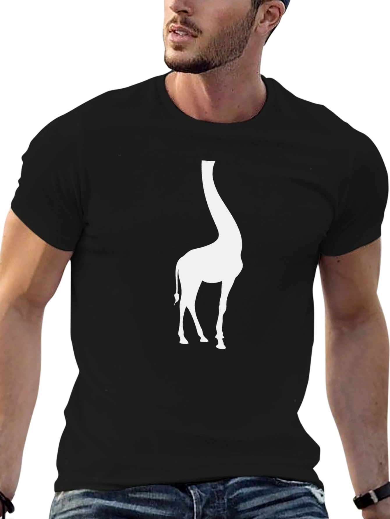 Giraffe Silhouette Black T-Shirt