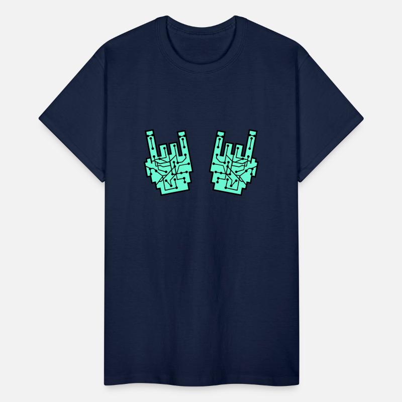 Heavy metal nerd electronic circuits hand gesture
