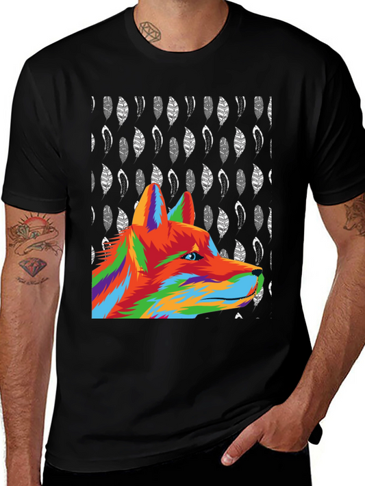 Bold Wolf Graphic Tee - Black Cotton Blend