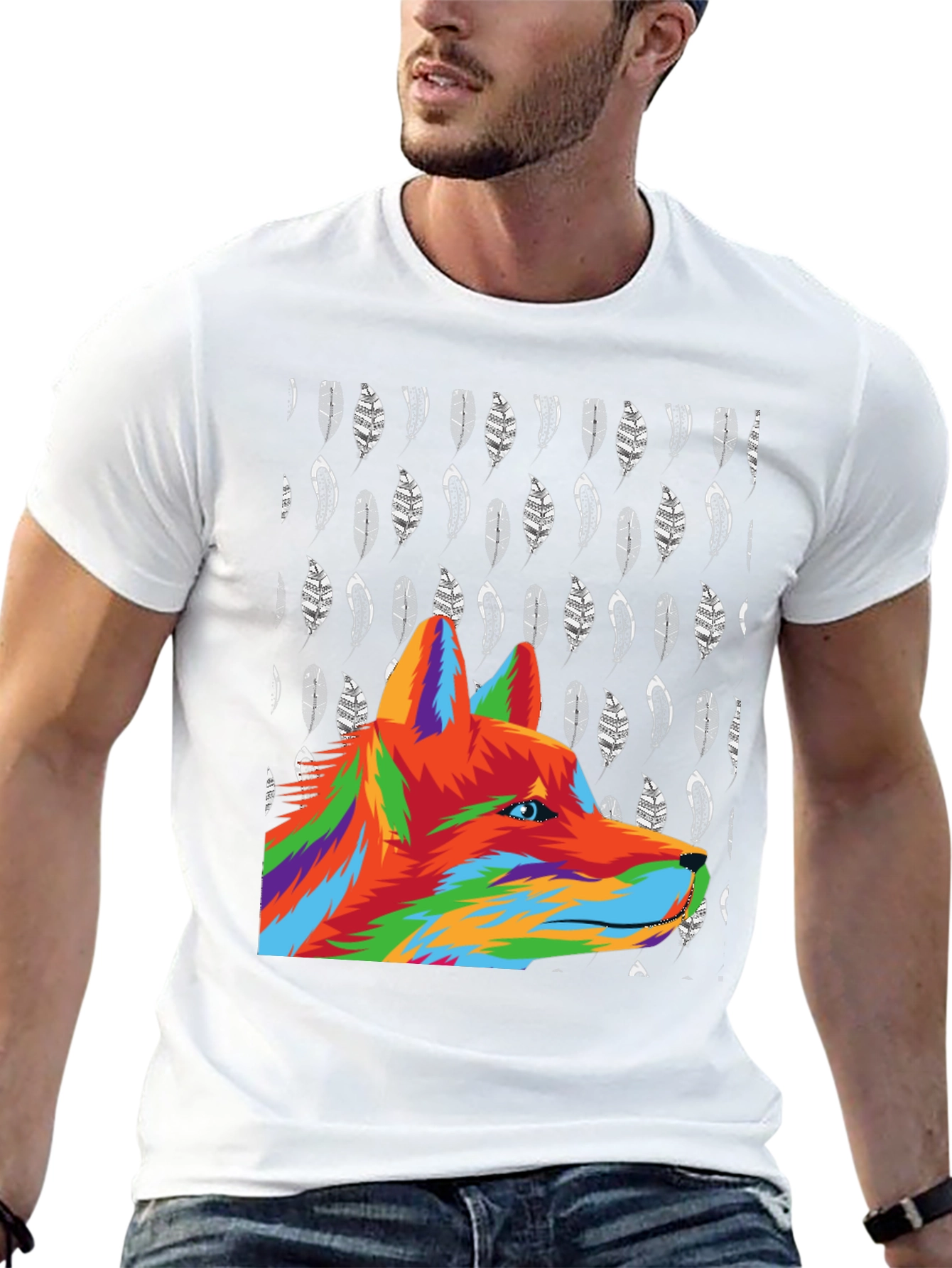 Bold Wolf Graphic Tee - Black Cotton Blend