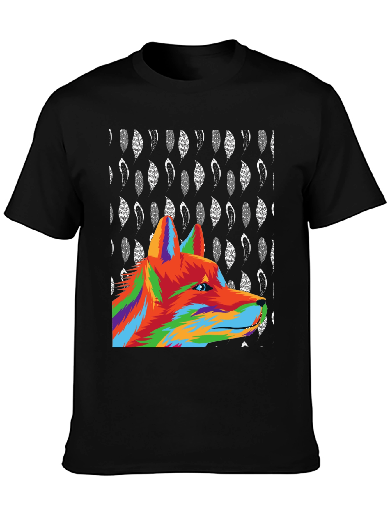 Bold Wolf Graphic Tee - Black Cotton Blend