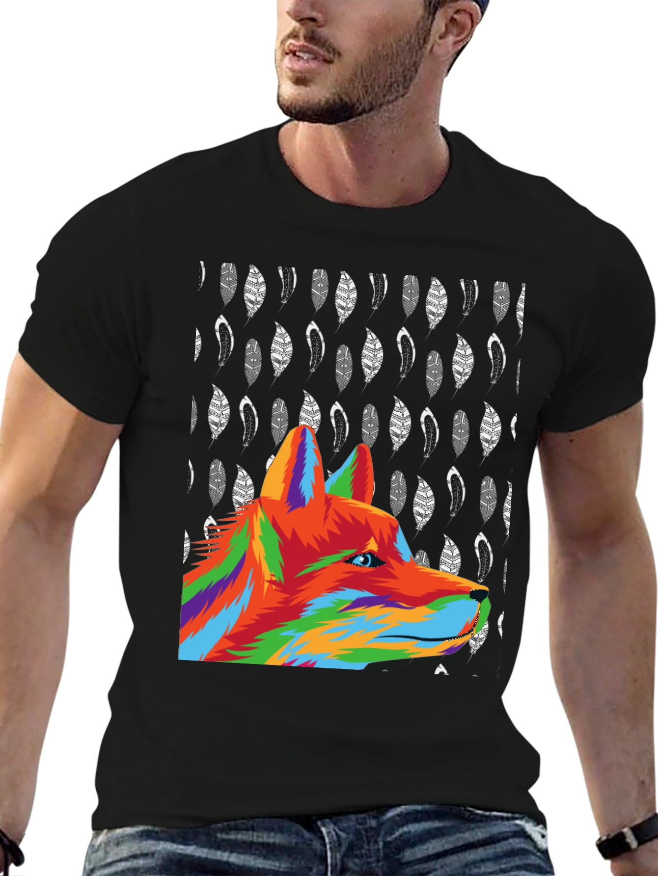 Bold Wolf Graphic Tee - Black Cotton Blend