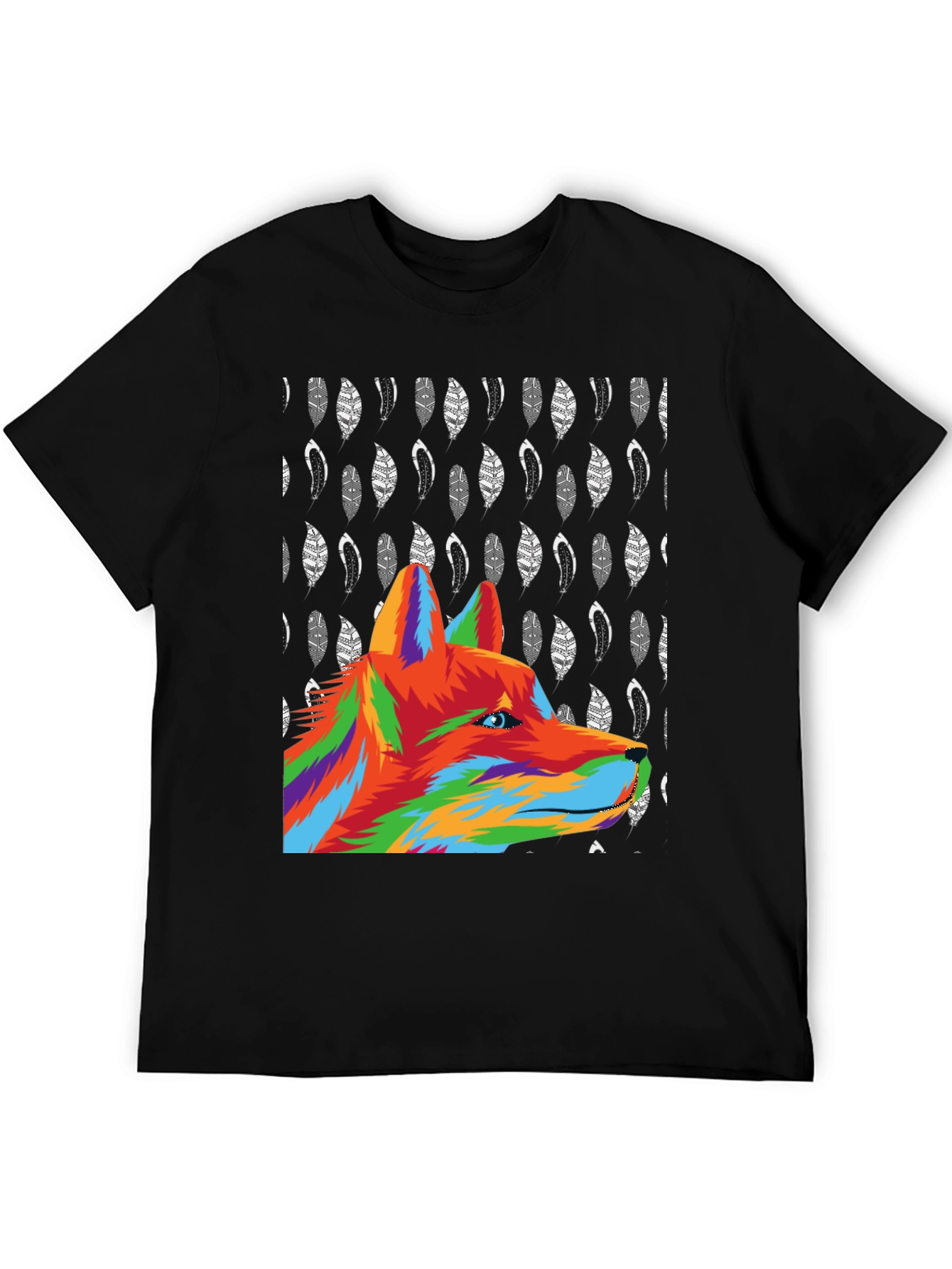 Bold Wolf Graphic Tee - Black Cotton Blend