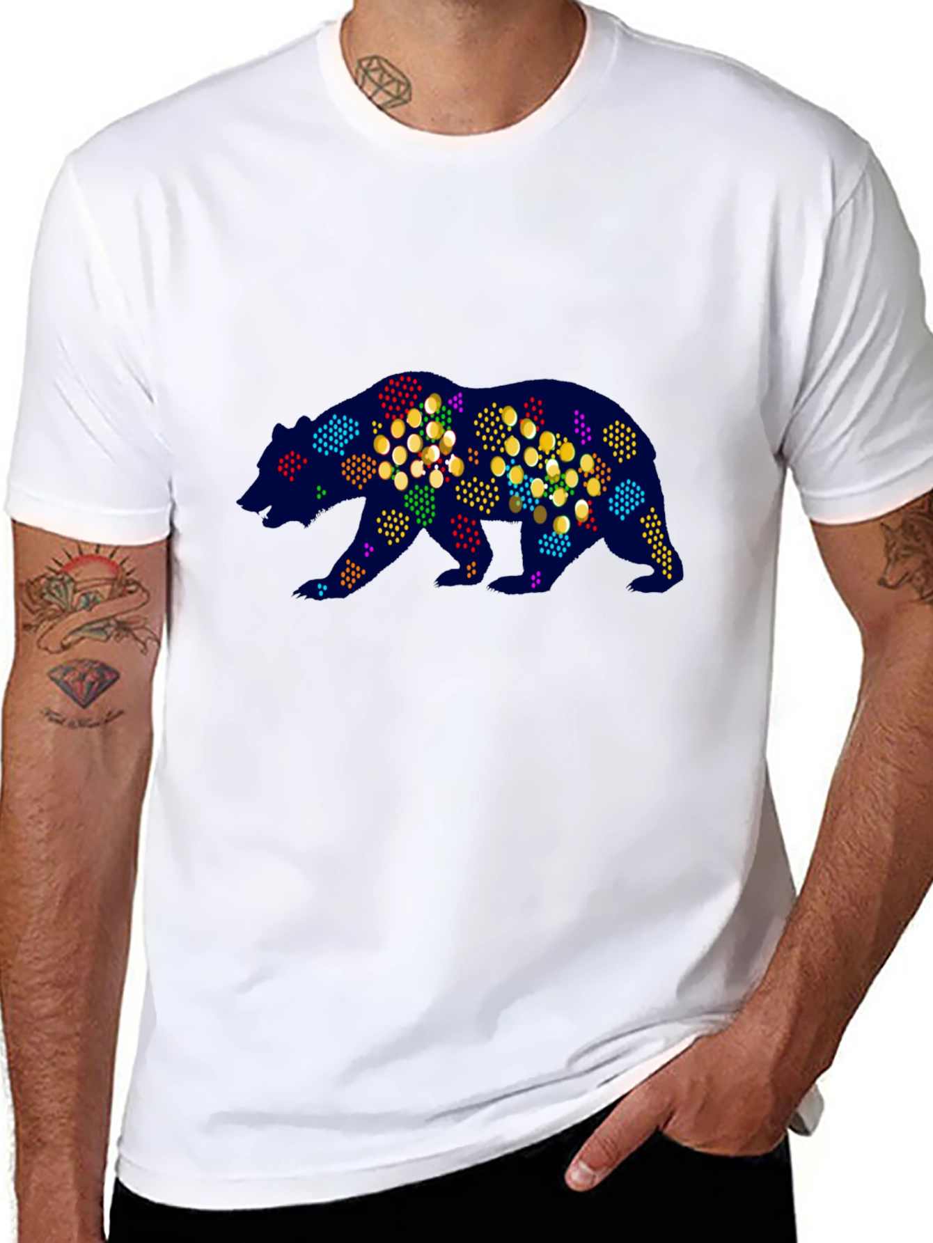 Abstract Bear Graphic Tee - Mens Black T-Shirt