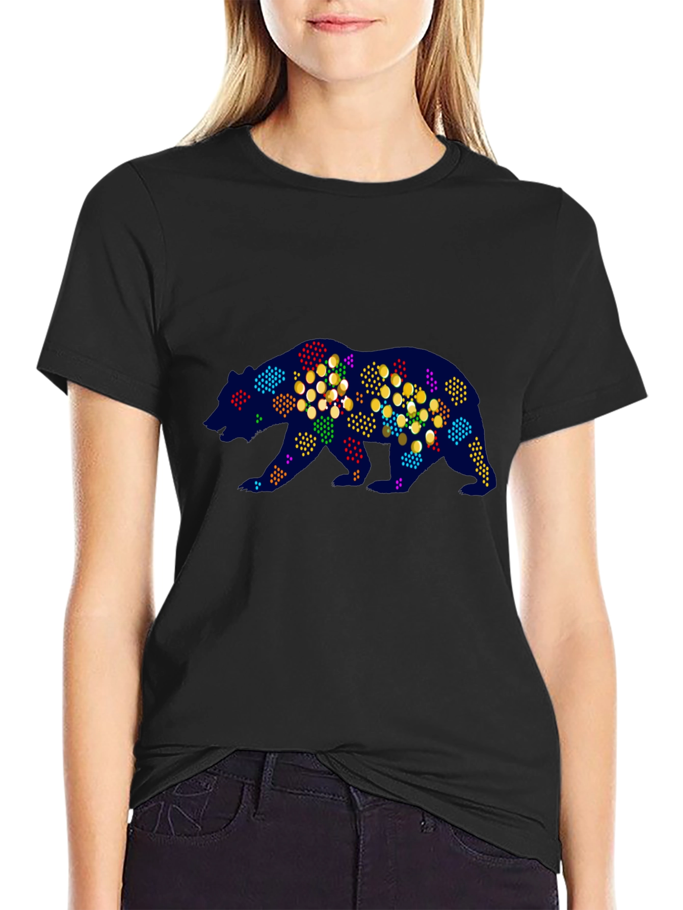 Abstract Bear Graphic Tee - Mens Black T-Shirt