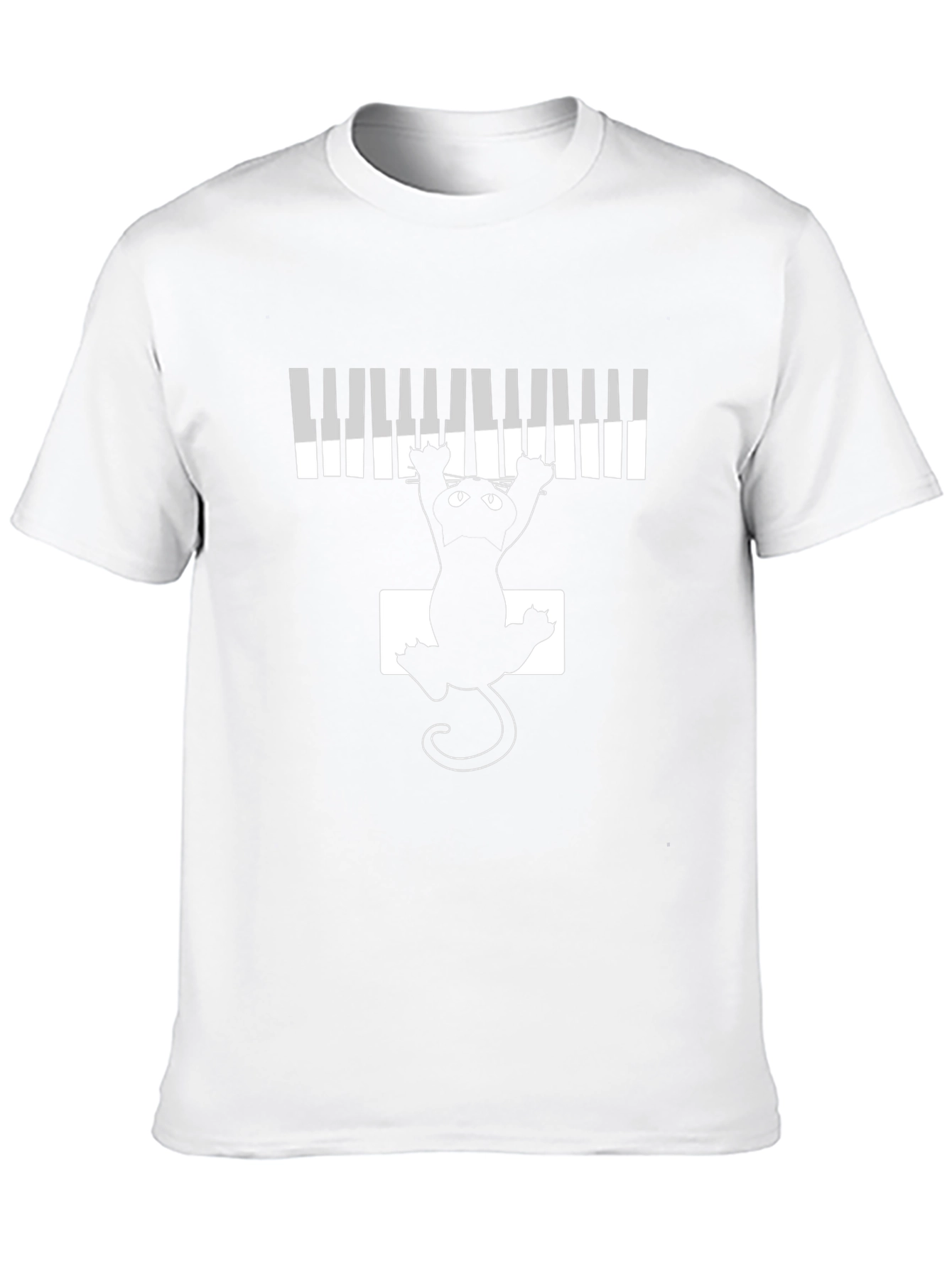 Piano Cat Black T-Shirt - Music Lover Tee