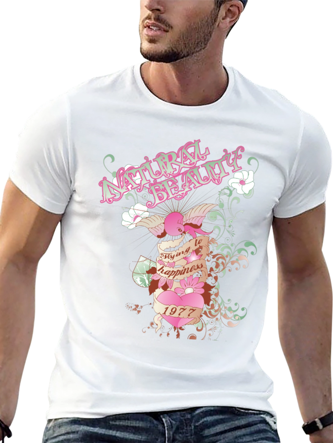 Natural Beauty Graphic Print Black T-Shirt
