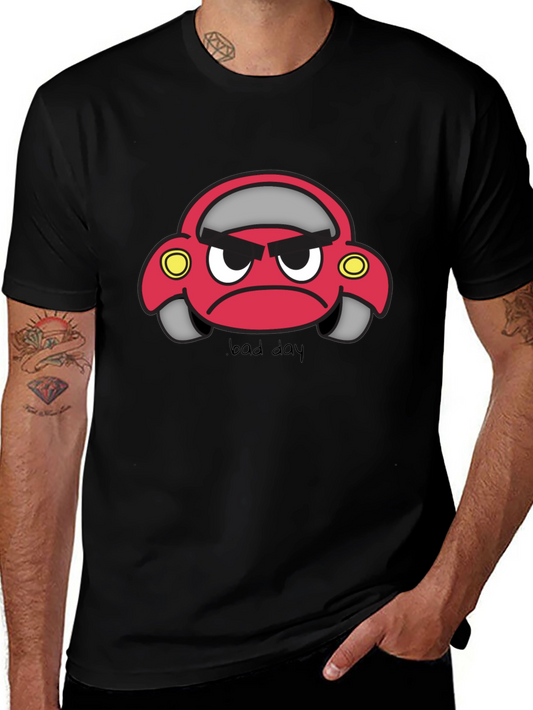 Bad Day Cartoon Car Black T-Shirt