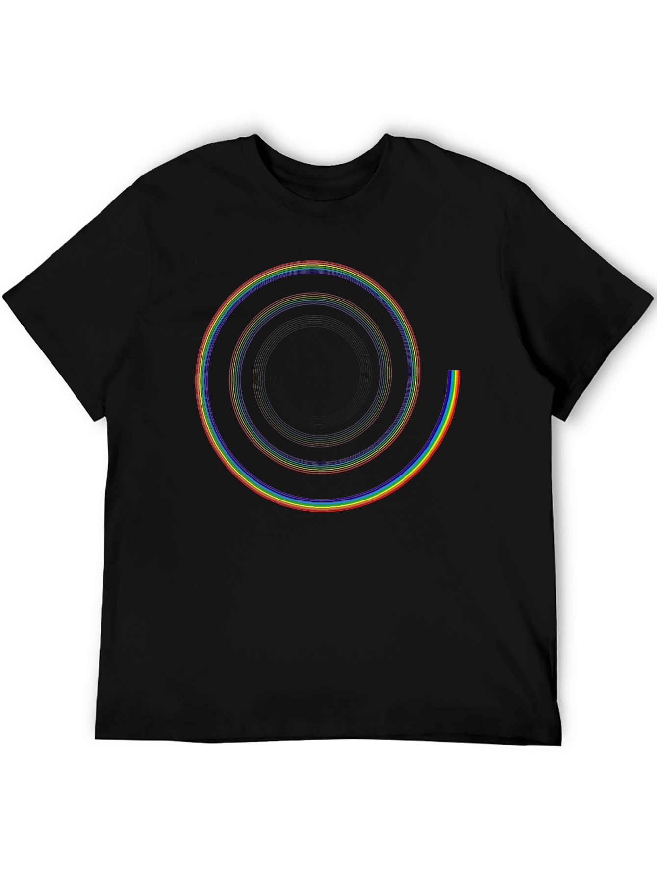 Rainbow Spiral Graphic Black T-Shirt