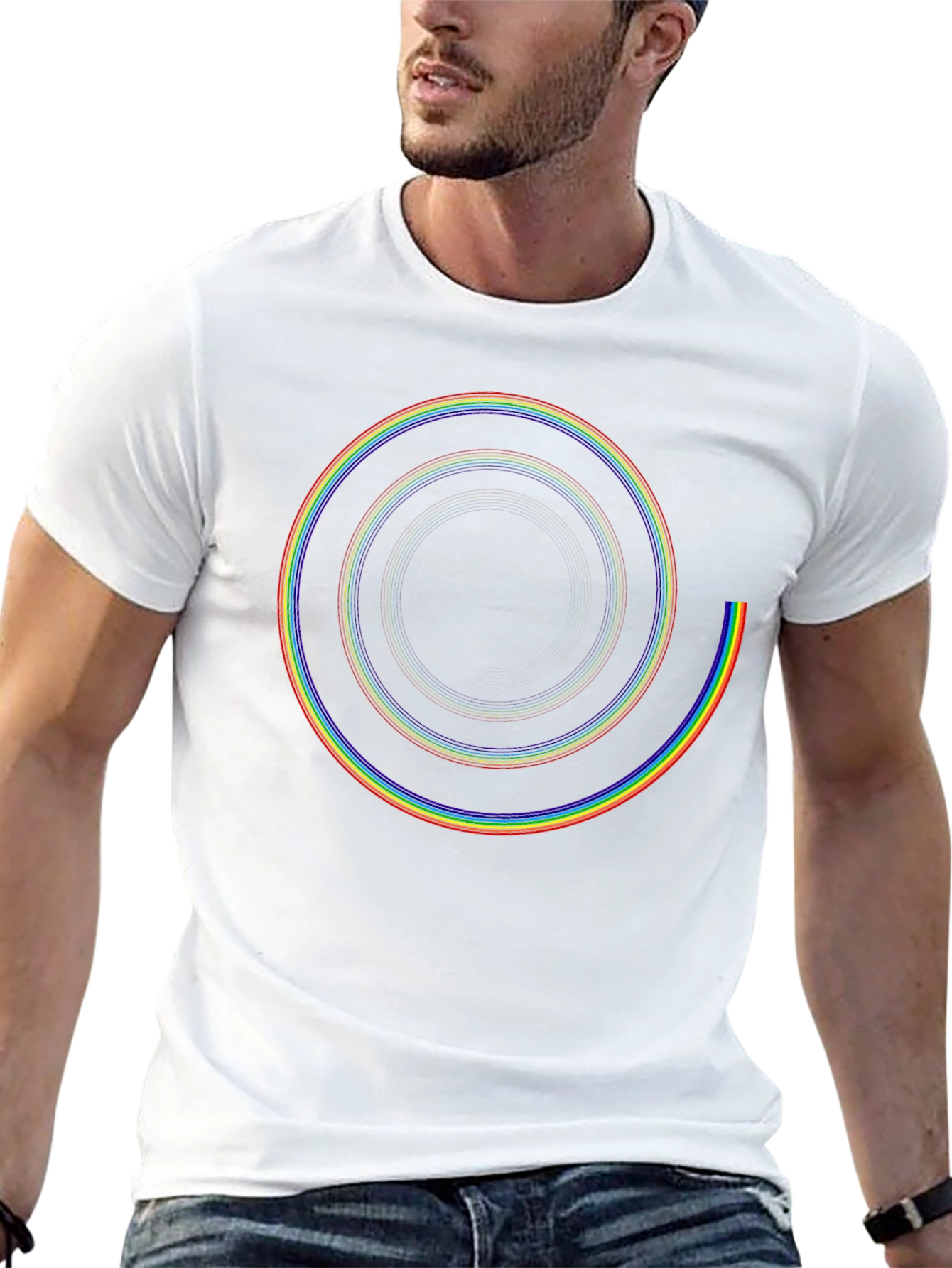 Rainbow Spiral Graphic Black T-Shirt